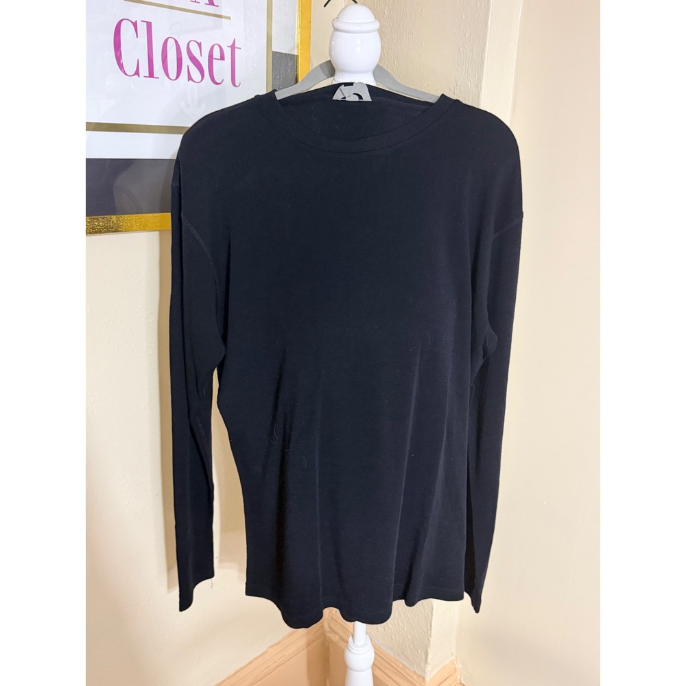 Smartwool Mens XXL Black Merino Wool Long Sleeve Base Layer Crew Neck Shirt